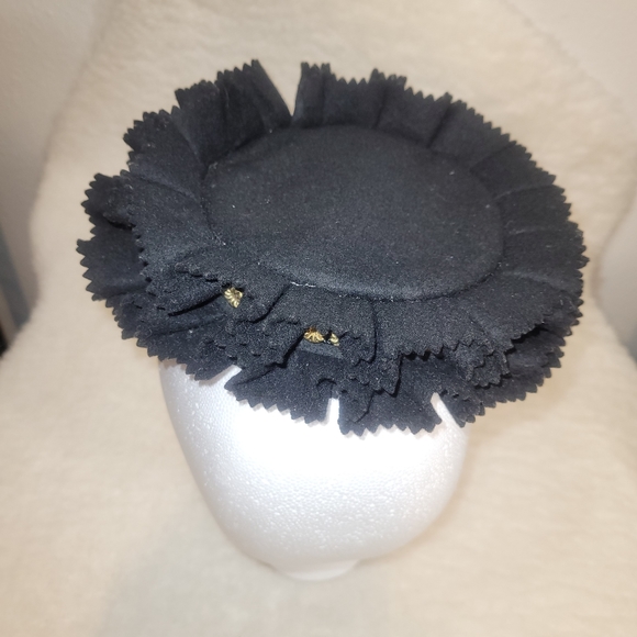 Vtg Fascinator Black Hat - Picture 3 of 7